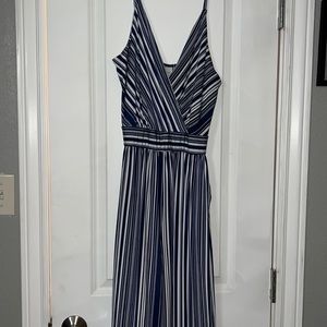 Never worn Kalieigh navy blue and white stripe romper